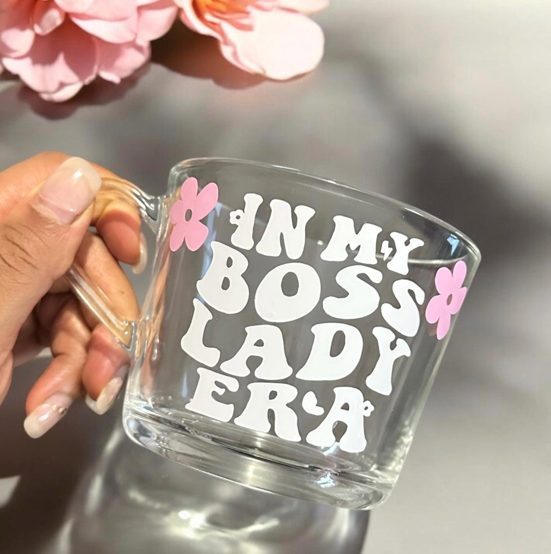 Trendy boss lady mug - Gifts for boss female - Boss glass mug - Colleague gift ideas - office bestie - Promotion congratulations