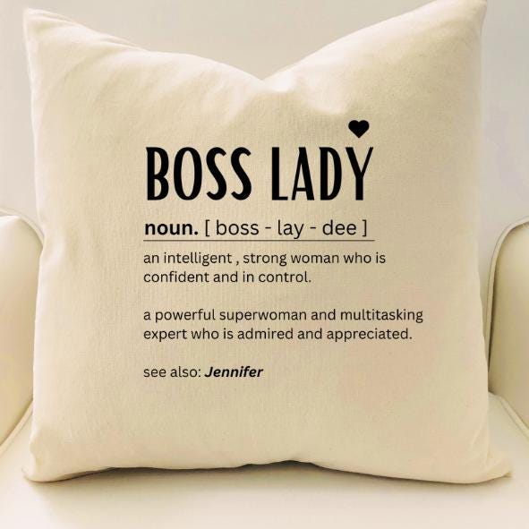 Personalised boss lady cushion cover - Gifts for boss female - Boss definition - Funny gift ideas for office bestie - Congratulations gift