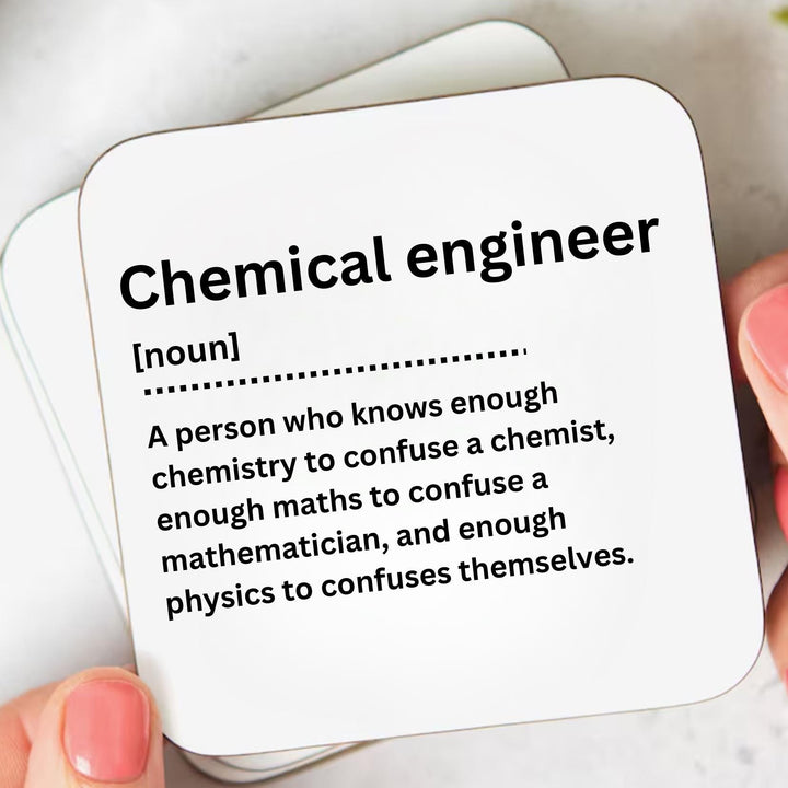 Personalised Chemical engineer definition coaster - Chemical engineer graduation - Engineering student - Chemical engineer gift -