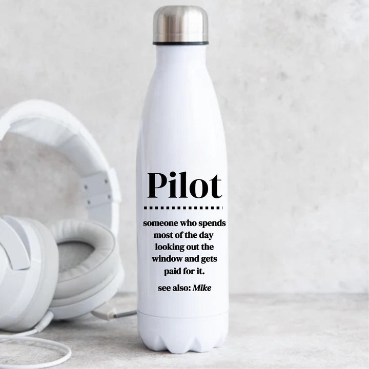Personalised pilot gift - Pilot water bottle - Aeroplane operator present - New pilot - Co-pilot gift - Airline pilot mug - Graduation pilot