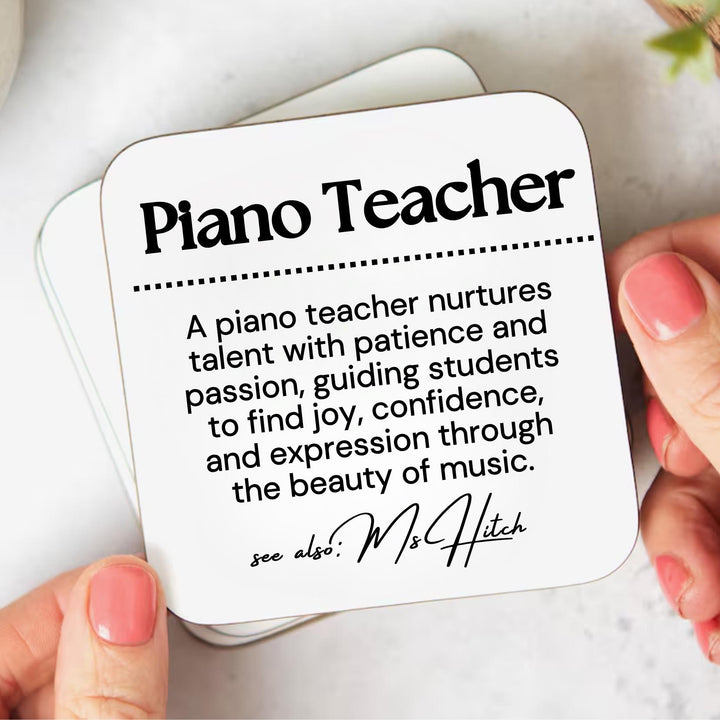 Personalised piano teacher coaster - Newly qualified piano teacher gift - Piano Teacher gift - Thank you piano teacher - Piano tutor