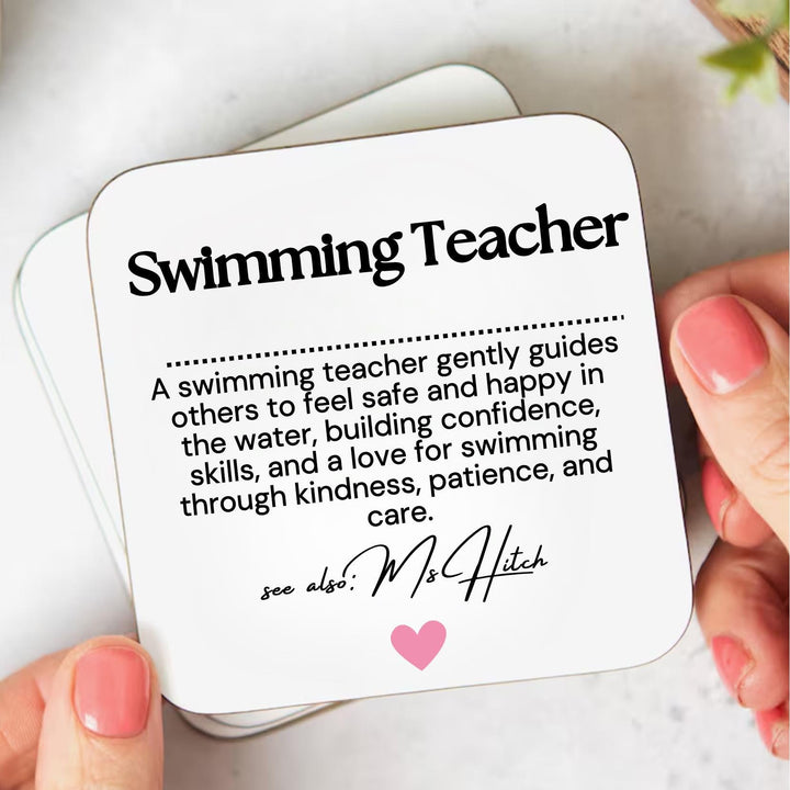 Personalised swimming teacher coaster - Newly qualified swimming teacher gift - Swimming Teacher gift - Thank you swimming teacher