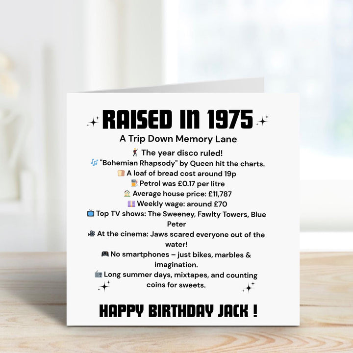 50th birthday card - 50th birthday gifts - Luxury daughters birthday present -  Best friend keepsake - Happy birthday - Born in 1975