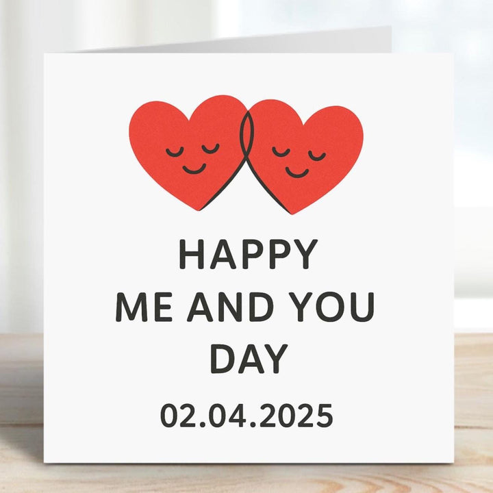 Happy You And Me Day - Anniversary Card - Love Card - Personalised Card - Interlocking Hearts - 1st , 2nd . 3rd . 4th anniversary -