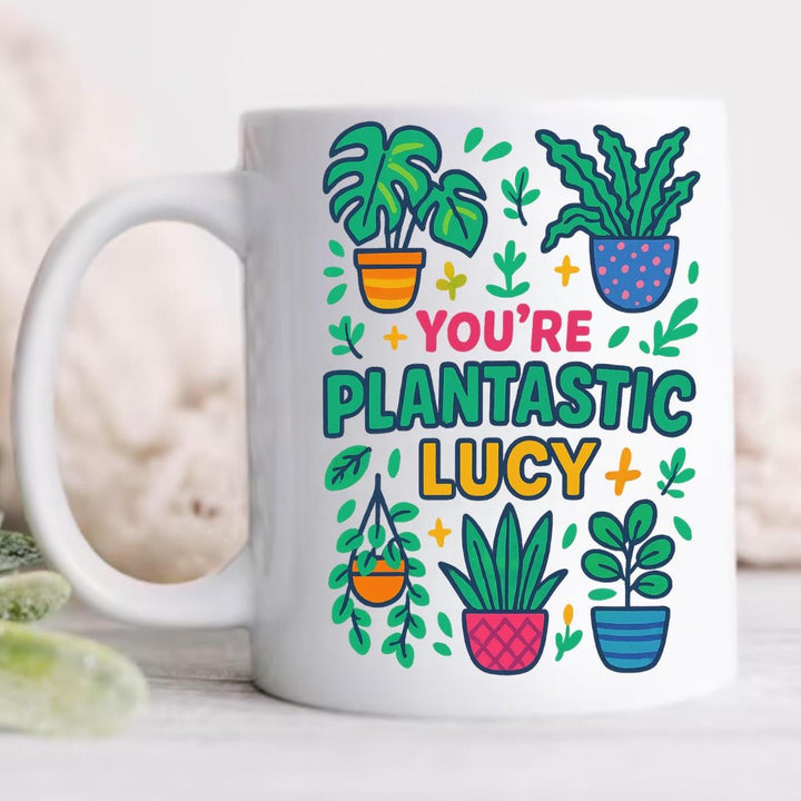 You're Plantastic Mug – Funny Custom Name Plant Lover Gift for Her, Houseplant Aesthetic Coffee Cup, Gen Z Plant Mom Birthday Gift