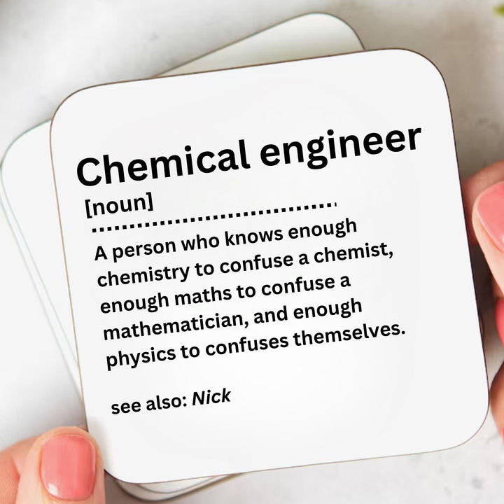 Personalised Chemical engineer definition coaster - Chemical engineer graduation - Engineering student - Chemical engineer gift -