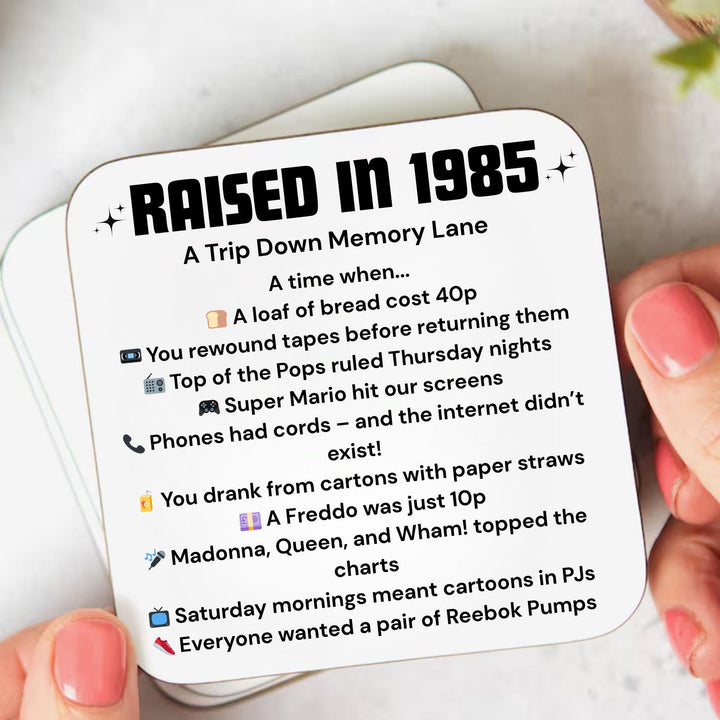 Personalised 40th Birthday Gift - Born in 1985 Coaster - Turning 40 Present - Milestone Birthday - Fun Gift for Him / Her- forty birthday