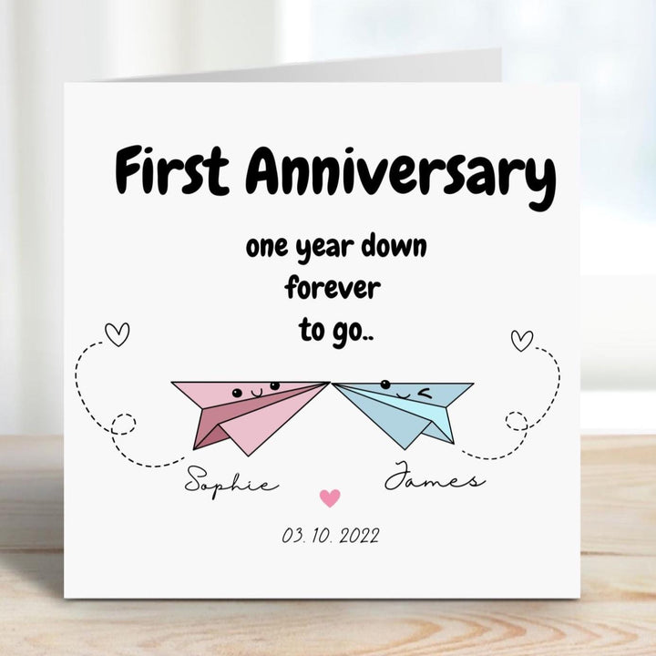 Funny 1st Anniversary Card - Paper Anniversary - 1 year down forever to go -  Wife - Husband - Our Third Anniversary - Personalised Card
