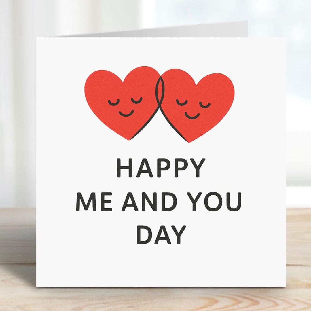 Happy You And Me Day - Anniversary Card - Love Card - Personalised Card - Interlocking Hearts - 1st , 2nd . 3rd . 4th anniversary -
