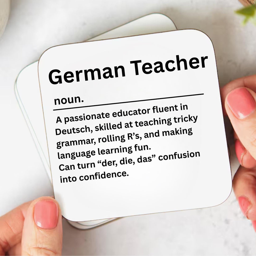 Personalised German Teacher Coaster with Name – Language Teacher Gift, End of Term Gift for German Teacher, Danke Lehrerin Gift, Teacher App