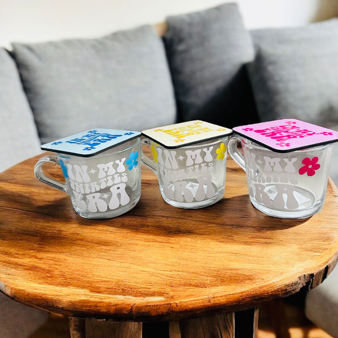 In My Thirties Era Glass Mug - Perfect 30th Birthday Gift | Milestone Birthday Present | Floral Design Coffee Mug